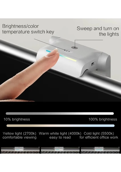 Dizüstü Macbook Air Pro/leptop Işık Çubuğu Otomatik Karartma Göz Bakımı Taşınabilir 5000mah Şarj Edilebilir Şık Tasarım