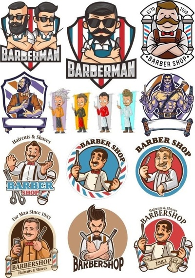 Berber Kuaför Sticker Set-1 15 Parça Telefon, Tablet, Defter, Laptop Sticker