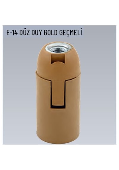 10 Adet E14 Düz Geçmeli Gold Duy