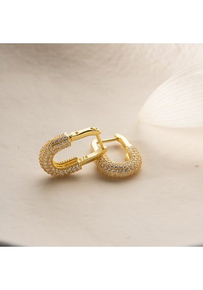 925 Ayar Gümüş Çengelli İğne Küpe Gold