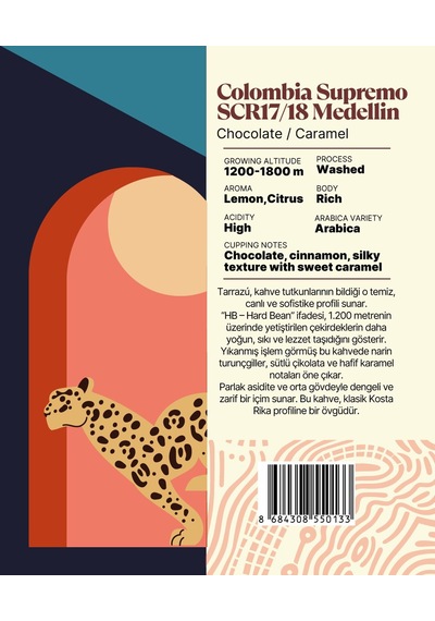Colombia Supremo Scr17/18 Medellin Yöresel Filtre Kahve 250 Gr. Çekirdek Kahve