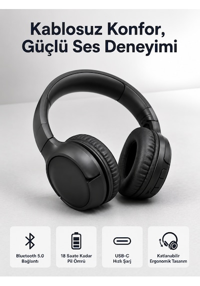 2025 Model Kulak Üstü Hoparlör Anc Özellikli Bluetooth Kulaklık