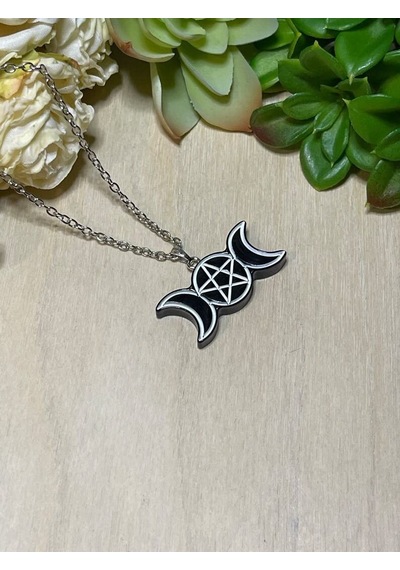 Herşey Nota Gotik Pentagram Ay Kolye