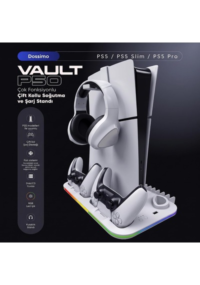 Ps5/slim/pro Soğutucu Ledli Stand Ve Joystick Şarj İstasyonu