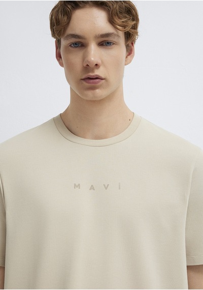 Mavi - Mavi Logo Baskılı Bej Tişört 0613305-70322