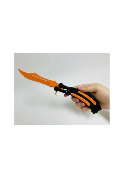 Cs2 Kelebek/butterfly Bıçak Plastik Turuncu Oyuncak 3d Keskin Değil