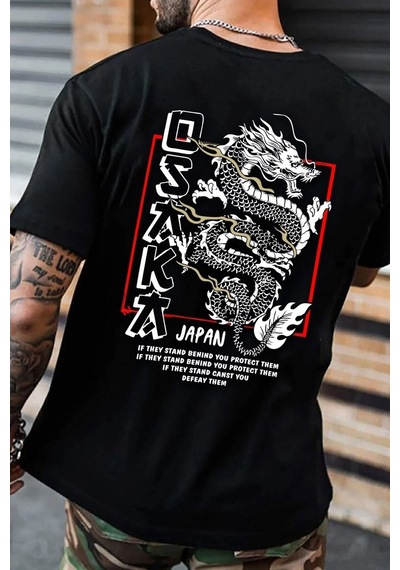 Flood Of Style Unisex Osaka Baskılı T-shirt Siyah