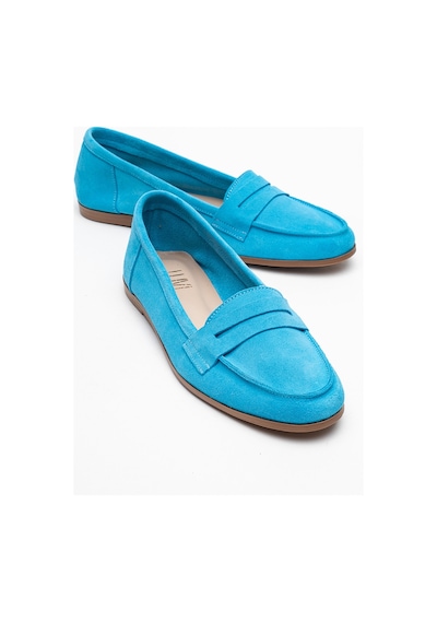 Luvishoes Luvi Shoes F02 Açık Mavi Süet Hakiki Deri Kadın Loafer Ayakkabı Açık Mavi