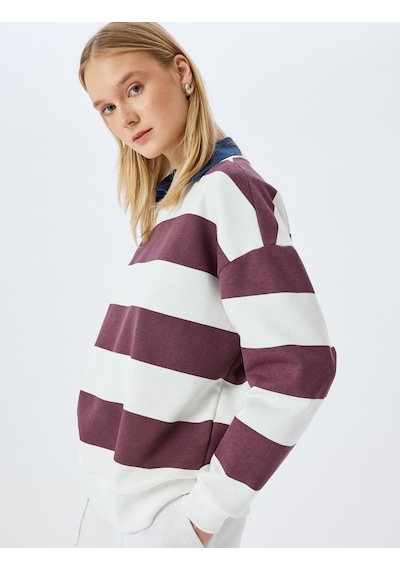 Koton Bisiklet Yaka Renk Bloklu Uzun Kollu Şardonlu Oversize Sweatshirt Bordo Çizgili 5wal10834ık Bordo Koton Bisiklet Yaka Renk Bloklu Uzun Kollu Şardonlu Oversize Sweatshirt Bordo Çizgili 5wal10834ık Bordo