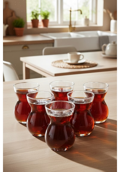Snippy Tea - 6'lı Cam Çay Bardağı Cam Çay Seti 170 Cc Cam