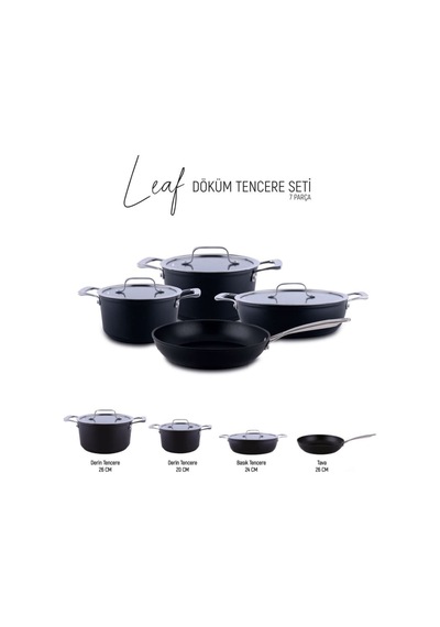 Leaf Döküm 7 Prç Tencere Seti Siyah