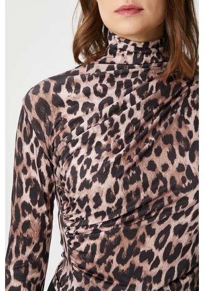 Ritnice Kadın Moon Büzgülü Leopar Sandy Bluz Leopar