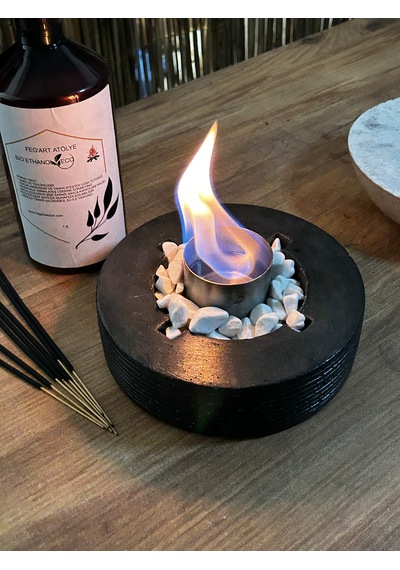 Dekoratif Bio-fire V2 Siyah Masaüstü Şömine + 1 Lt Bio-ethanol Yakıt