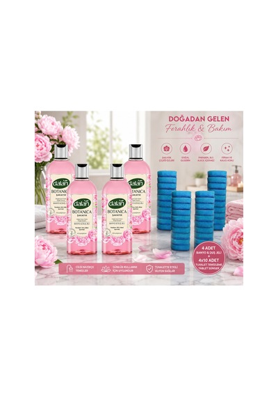 Şakayık Duş Jeli 500 Ml 4'lü + Wellnax Sünger Seti