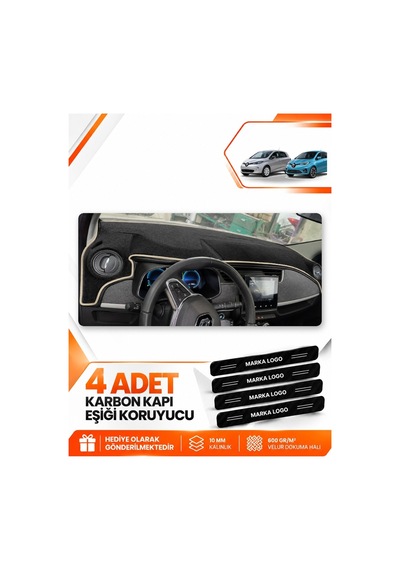 Renault Zoe 2012-2024 Uyumlu Ön Örtüsü Torpido Koruma Koruyucu Kılıfı Halısı - Siyah Bej