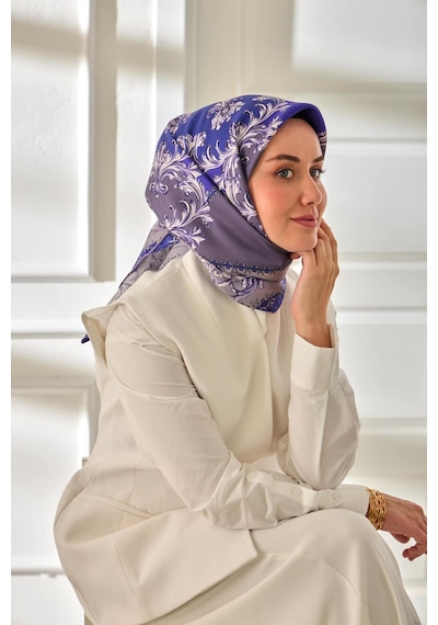 Silk Home Twill İpek Eşarp 11482-20 Morcivert, Lila, Koyu Mor, Krem