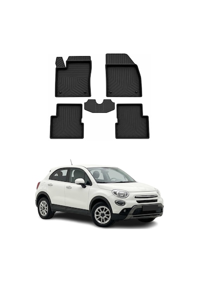 Fiat 500x 2014-2026 Uyumlu 4d Havuzlu Paspas Kauçuk Siyah 5 Parça