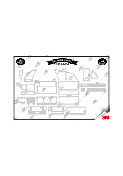 Citroen X Sara 1999-2006 Torpido Konsol Trim Göğüs Maun Kaplama Set 23 Parça Gümüş