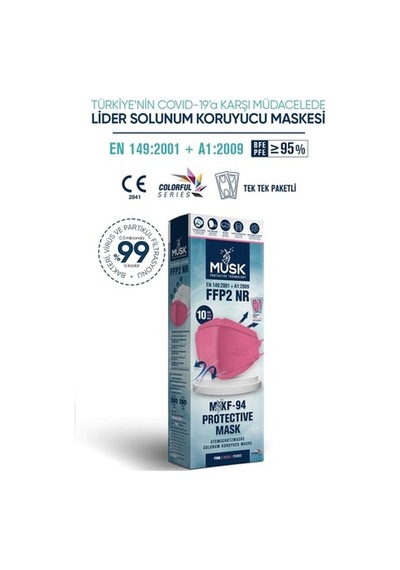 Musk Kf94 Kore Tipi Ffp2 Maske Pembe Renk 10 Adet