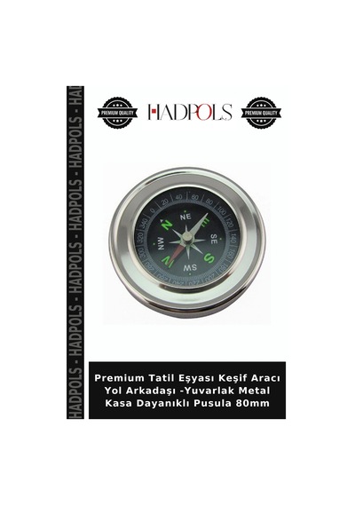 Premium Tatil Eşyası Keşif Aracı Yol Arkadaşı -yuvarlak Metal Kasa Dayanıklı Pusula 80mm