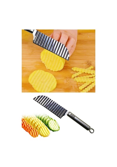 Tırtıklı Patates Kesme Bıçağı + Bas Çek Mikser - 2li Set Xy123 Çelik Diğer