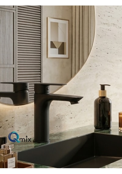 Lüks Siyah Sabit Aç Kapa Kısa Lavabo Bataryası Su Tasarruflu, Dayanıklı, Modern Tasarım