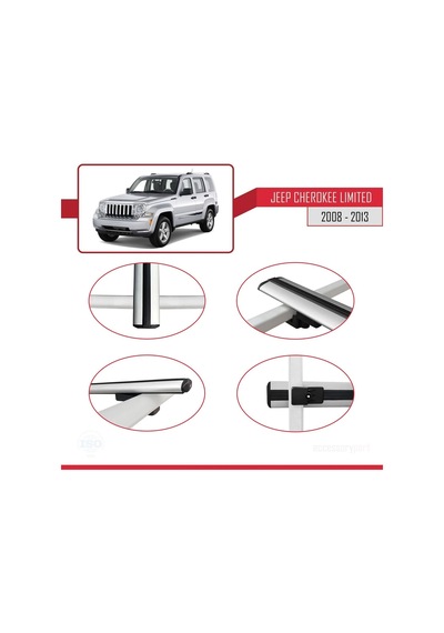 Jeep Cherokee Kk 2008-2013 Arası İle Uyumlu Basic Model Ara Atkı Tavan Barı Gri 3 Adet