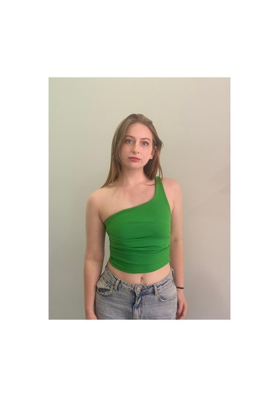 Arba Ünü Degaje Crop Bluz Yeşil Yeşil
