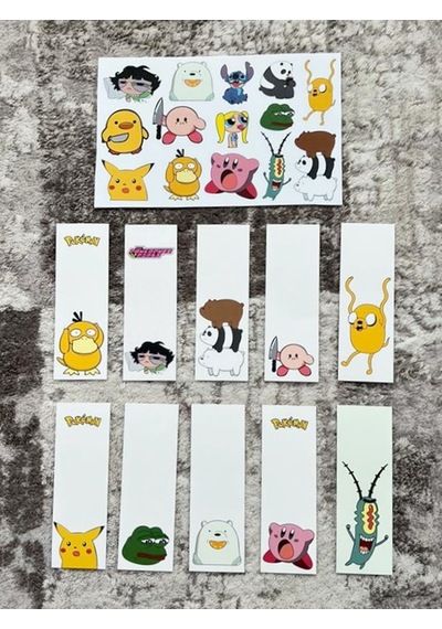 Çizgi Film Dizi Karakter Kitap Ayraç Ve Stickers Çıkartma Seti P