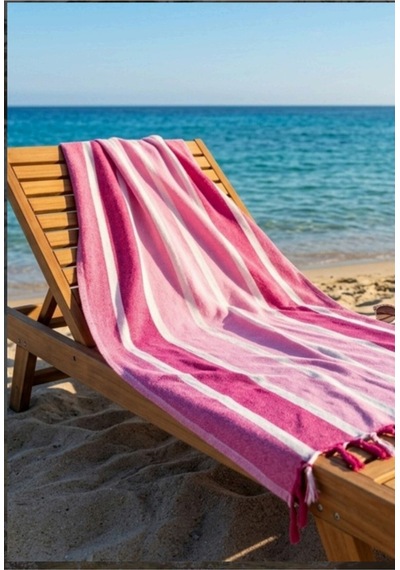 Pembe Çizgili Peştemal Plaj Deniz Kadın Ürünleri Ebat: 90x180 Pembe Pembe