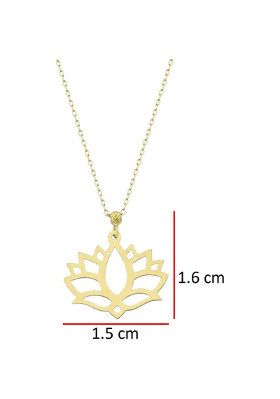 Dorika Toplu Lotus Çiçeği 14 Ayar Altın Kolye Sarı