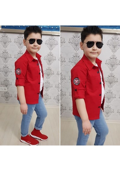 Modavals 4 Parça Gömlekli Erkek Çocuk Takım - Kırmızı 001