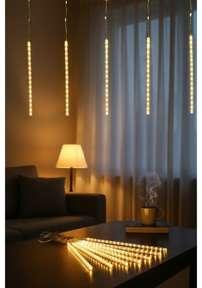 10'lu 45 Cm Plastik Meteor Led Usb 2m Kablo Sarı Renk Ağaç Işığı Renk Değiştiren Asmalı Dekoratif Bahçe V Diğer