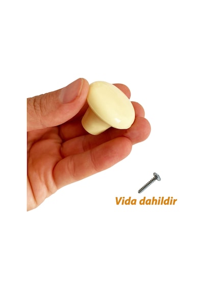 15 Adet Sert Plastik Mantar Düğme Kulp Krem Dolap Mobilya Mutfak Dolabı Çekmece Kapak Kulpu Kulbu