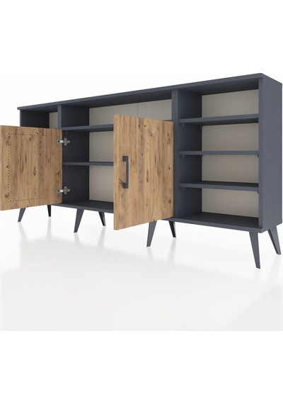 Arges Konsol 8 Raflı 2 Kapaklı 176x30x83 Antrasit-çam/antrasit Çam/antrasit Arges Konsol 8 Raflı 2 Kapaklı 176x30x83 Antrasit-çam/antrasit Çam/antrasit
