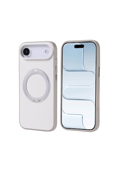 Apple Uyumlu iPhone 17 Air Kılıf M-safe Şarj Özellikli Standlı Zore Proton Silikon Kapak Gri
