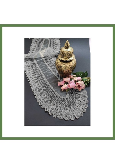 Bezos Kadife Detaylı Runner, Çeyizilk Tek Runner 120x30cm Hb006 Çok Renkli
