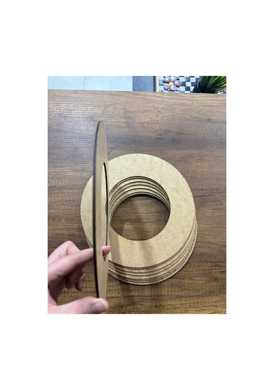 28x28cm Halka Ham Ahşap 10 Lu - Boyanabilir Ham Mdf