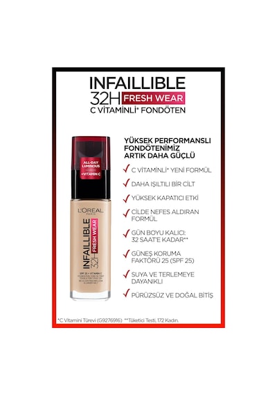 L'Oreal Paris Infaillible 24H Fondöten 125 Natural Rose 30 ML