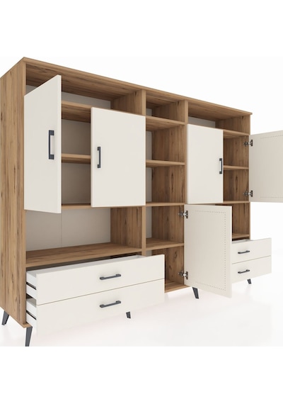 Hyperion Dolap 12 Raflı 4 Çekmeceli 5 Kapaklı 220x44x163 Çam-ayta Çam-aytaşı Hyperion Dolap 12 Raflı 4 Çekmeceli 5 Kapaklı 220x44x163 Çam-ayta Çam-aytaşı