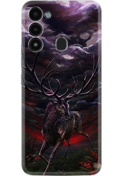 Tecno Spark 8C Kılıf Silikon Desen Dark Deer 1786