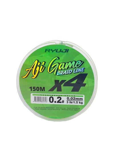 Ryujı Ajı Game 4x,150m, Chartreuse İp Misina 0,03mm