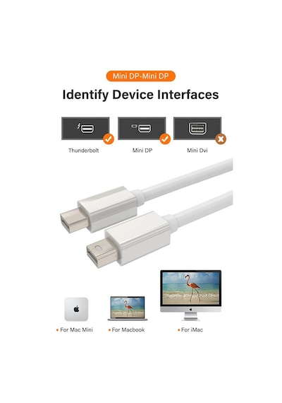 5 Metre - Mini Displayport To Mini Displayport Thunderbolt Kablo