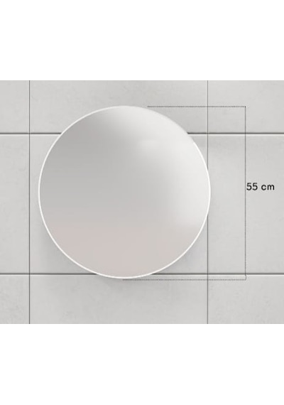 Oval Aynali Banyo Dolabi Beyaz