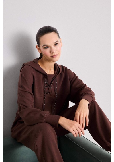 Defacto Modal Bağlama Detaylı Sweatshirt-fall İn Love Loungewear G0002ax25wnbn334 Kahve
