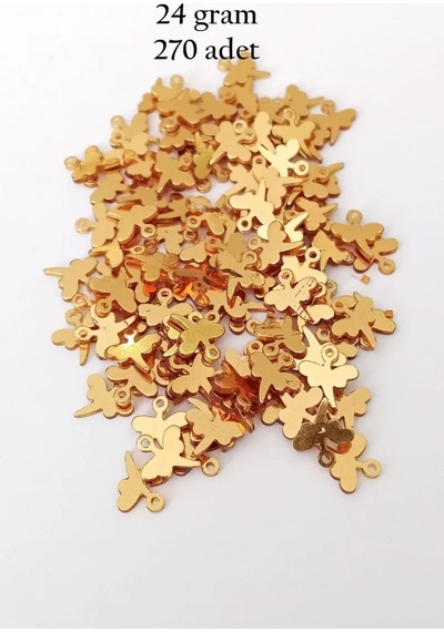 Oya Abiye Bileklik Kolye Pleksi Metalik Plastik Pul Altın Renk 24 Gram 270 Adet - Bnc555