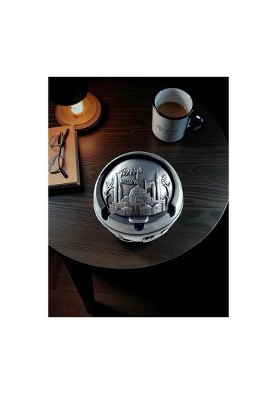 İstanbul Temalı Kapaklı Kokusuz Metal Küllük 8x8 Cm Ayasofya Rölyefli Bakır/gold/gümüş 732514712