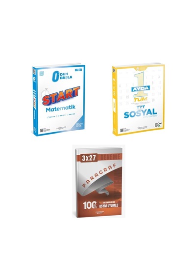 2027 2027 Tyt Üçdörtbeş Sıfırdan Başla Start Matematik + 1 Ayda Tüm Sosyal Soru + Anla Kazan Paragraf Deneme 3'lü Set
