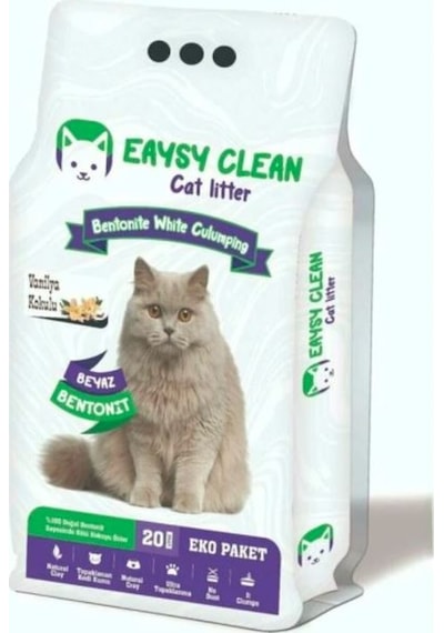Eaysy Clean Vanilya Kokulu İnce Taneli Topaklaşan Bentonit Kedi Kumu 20 L