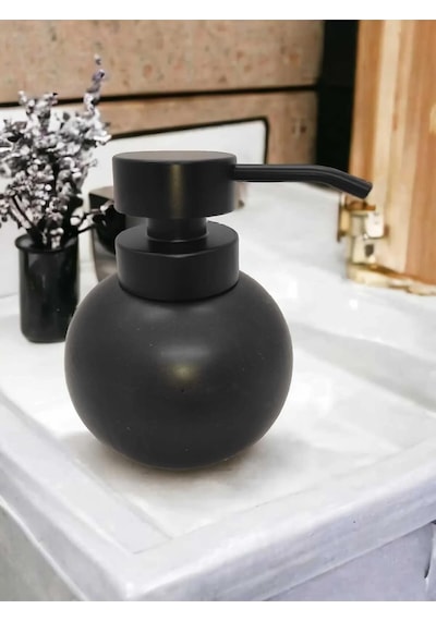 Lüks Seramik Tombul Küre Sabunluk Mutfak Banyo Sıvı Sabunluk Bulaşık Deterjanlık Siyah